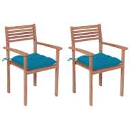 vidaXL Záhradné stoličky 2 ks bledomodré podložky teakový masív - cena, srovnání