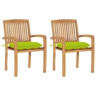 vidaXL Záhradné stoličky 2 ks bledozelené podložky tíkový masív - cena, srovnání