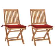 vidaXL Záhradné stoličky 2 ks červené podložky teakový masív - cena, srovnání