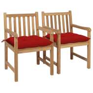 vidaXL Záhradné stoličky 2 ks červené podložky tíkový masív - cena, srovnání