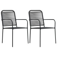vidaXL Záhradné stoličky 2 ks čierne bavlnené šnúry a oceľ - cena, srovnání