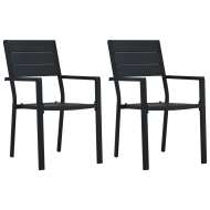 vidaXL Záhradné stoličky 2 ks, čierne, HDPE, drevený vzhľad - cena, srovnání