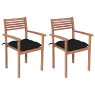 vidaXL Záhradné stoličky 2 ks čierne podložky teakový masív - cena, srovnání