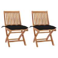 vidaXL Záhradné stoličky 2 ks čierne podložky tíkový masív - cena, srovnání