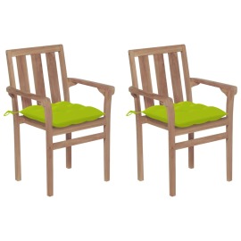 vidaXL Záhradné stoličky 2 ks jasnozelené podložky tíkový masív