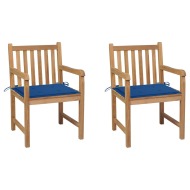 vidaXL Záhradné stoličky 2 ks kráľovsky modré podložky teakový masív - cena, srovnání