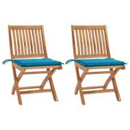 vidaXL Záhradné stoličky 2 ks modré podložky teakový masív - cena, srovnání