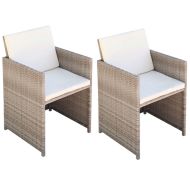 vidaXL Záhradné stoličky 2 ks, podložky a vankúše, polyratan, béžové - cena, srovnání