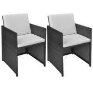 vidaXL Záhradné stoličky 2 ks, podložky a vankúše, polyratan, čierne - cena, srovnání
