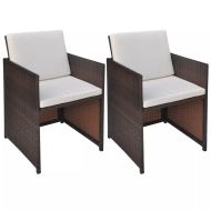 vidaXL Záhradné stoličky 2 ks, podložky a vankúše, polyratan, hnedé - cena, srovnání