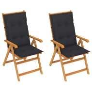 vidaXL Záhradné stoličky 2 ks s antracitovými podložkami tíkový masív - cena, srovnání