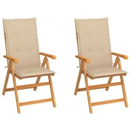 vidaXL Záhradné stoličky 2 ks s béžovými podložkami tíkový masív - cena, srovnání