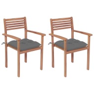vidaXL Záhradné stoličky 2 ks sivé podložky teakový masív - cena, srovnání