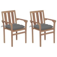 vidaXL Záhradné stoličky 2 ks sivé podložky tíkový masív - cena, srovnání