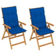 vidaXL Záhradné stoličky 2 ks s kráľovsky modrými podložkami tíkový masív - cena, srovnání