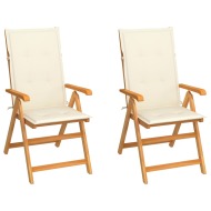 vidaXL Záhradné stoličky 2 ks s krémovými podložkami tíkový masív - cena, srovnání