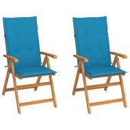vidaXL Záhradné stoličky 2 ks s modrými podložkami tíkový masív - cena, srovnání
