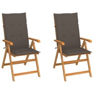 vidaXL Záhradné stoličky 2 ks so sivohnedými podložkami tíkový masív - cena, srovnání