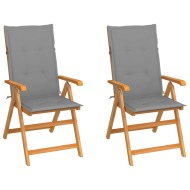 vidaXL Záhradné stoličky 2 ks so sivými podložkami tíkový masív - cena, srovnání