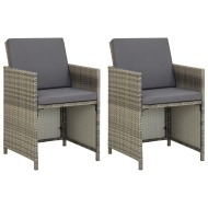 vidaXL Záhradné stoličky 2 ks s podložkami polyratan sivé - cena, srovnání