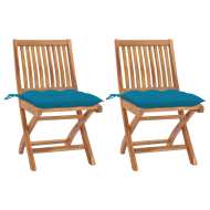 vidaXL Záhradné stoličky 2 ks, svetlomodré podložky, tíkový masív - cena, srovnání