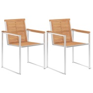 vidaXL Záhradné stoličky 2 ks teakový masív a nehrdzavejúca oceľ - cena, srovnání