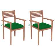vidaXL Záhradné stoličky 2 ks zelené podložky teakový masív - cena, srovnání