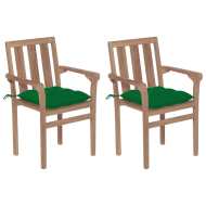 vidaXL Záhradné stoličky 2 ks zelené podložky tíkový masív - cena, srovnání