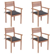vidaXL Záhradné stoličky 4 ks antracitové podložky teakový masív - cena, srovnání