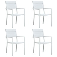 vidaXL Záhradné stoličky 4 ks, biele, HDPE, drevený vzhľad - cena, srovnání