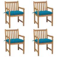 vidaXL Záhradné stoličky 4 ks bledomodré podložky teakový masív - cena, srovnání