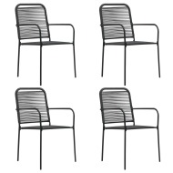vidaXL Záhradné stoličky 4 ks čierne bavlnené šnúry a oceľ - cena, srovnání