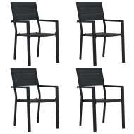 vidaXL Záhradné stoličky 4 ks čierne HDPE drevený vzhľad - cena, srovnání