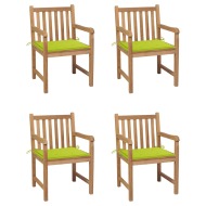 vidaXL Záhradné stoličky 4 ks jasnozelené podložky tíkový masív - cena, srovnání