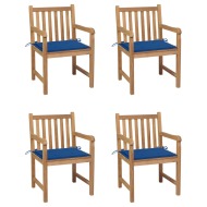vidaXL Záhradné stoličky 4 ks kráľovské modré podložky teakový masív - cena, srovnání