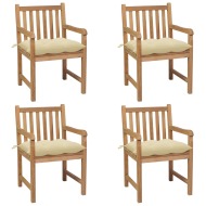 vidaXL Záhradné stoličky 4 ks krémovobiele podložky tíkový masív - cena, srovnání