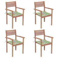 vidaXL Záhradné stoličky 4 ks listové podložky teakový masív - cena, srovnání