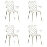 vidaXL Záhradné stoličky 4 ks odlievaný hliník biele - cena, srovnání