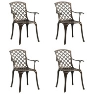 vidaXL Záhradné stoličky 4 ks odlievaný hliník bronzové - cena, srovnání