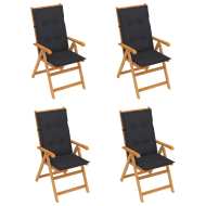 vidaXL Záhradné stoličky 4 ks s antracitovými podložkami tíkový masív - cena, srovnání
