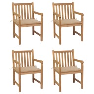 vidaXL Záhradné stoličky 4 ks s béžovými podložkami teakový masív - cena, srovnání