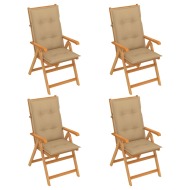 vidaXL Záhradné stoličky 4 ks s béžovými podložkami tíkový masív - cena, srovnání