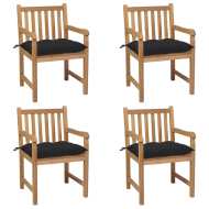 vidaXL Záhradné stoličky 4 ks s čiernymi podložkami teakový masív - cena, srovnání