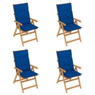 vidaXL Záhradné stoličky 4 ks s kráľovsky modrými podložkami tíkový masív - cena, srovnání