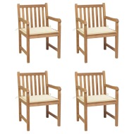 vidaXL Záhradné stoličky 4 ks s krémovými podložkami teakový masív - cena, srovnání