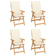 vidaXL Záhradné stoličky 4 ks s krémovými podložkami tíkový masív - cena, srovnání