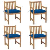 vidaXL Záhradné stoličky 4 ks s modrými podložkami teakový masív - cena, srovnání