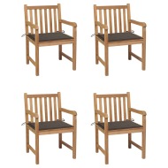 vidaXL Záhradné stoličky 4 ks so sivohnedými podložkami teakový masív - cena, srovnání