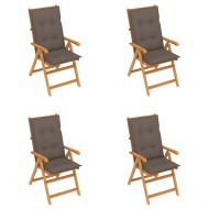 vidaXL Záhradné stoličky 4 ks so sivohnedými podložkami tíkový masív - cena, srovnání