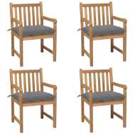 vidaXL Záhradné stoličky 4 ks so sivými podložkami teakový masív - cena, srovnání